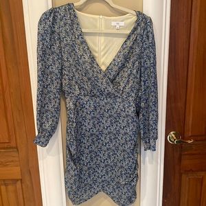 NSR Surplice Long Sleeve Ruched Dress